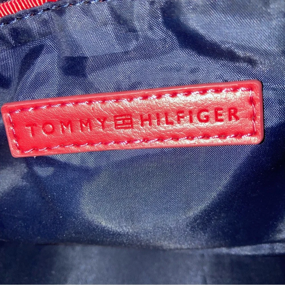 Tommy Hilfiger Black White Satchel Handbag Bowler TH Logo Monogram Fall Purse